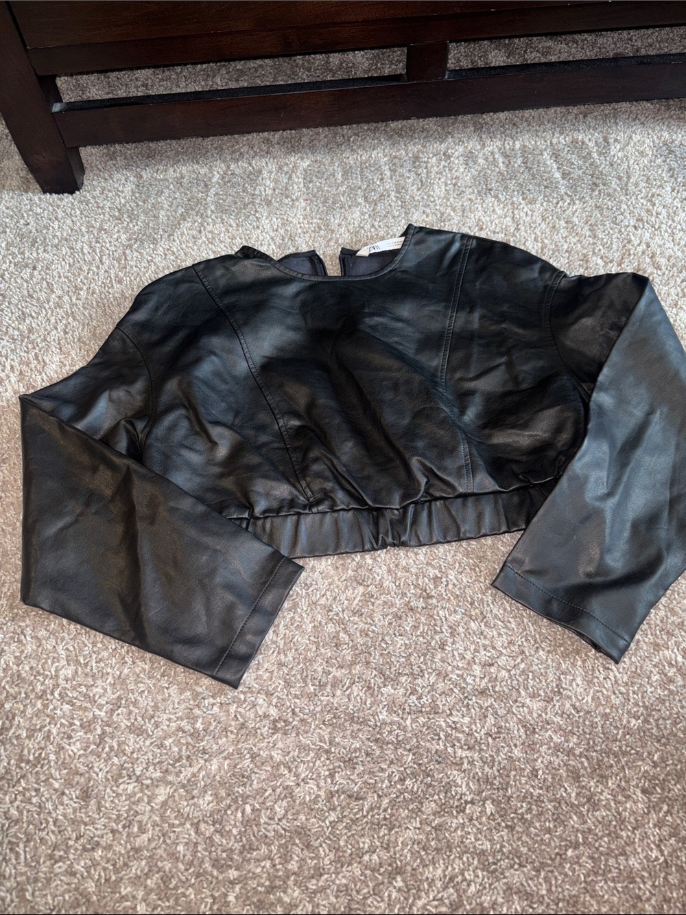 Zara Cropped Black Faux Leather top